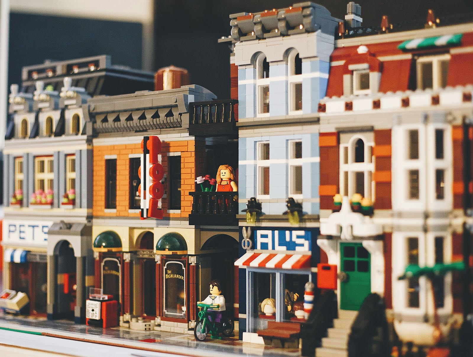 lego modular building street background